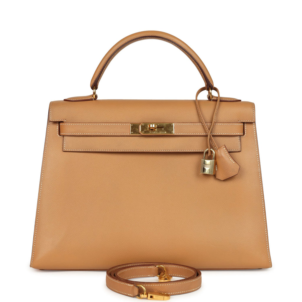 Vintage Sellier Kelly 32 Naturel Courchevel Gold Hardware Bag