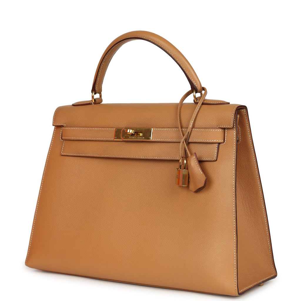 Vintage Sellier Kelly 32 Naturel Courchevel Gold Hardware Bag