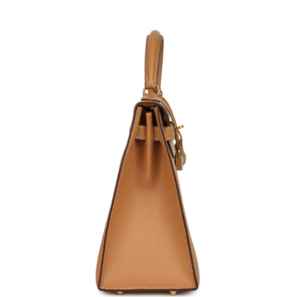 Vintage Sellier Kelly 32 Naturel Courchevel Gold Hardware Bag